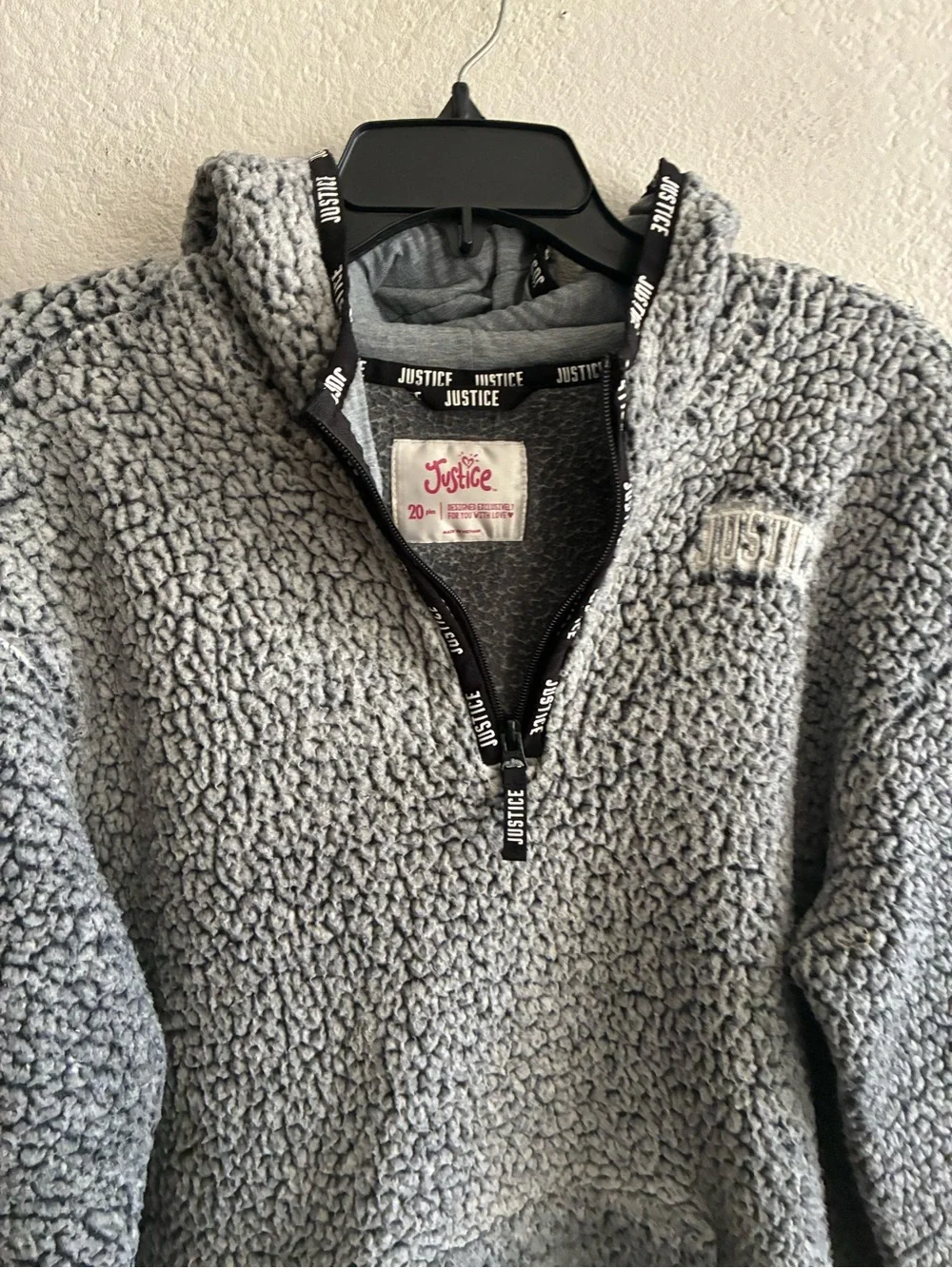 Justice Gray Sherpa Quarter-Zip Pullover Jacket 20 Plus